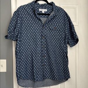 Blue Patterned Button-Up Shirt